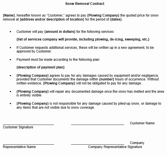 Snow Removal Contract Template Awesome Snow Removal Contract Template