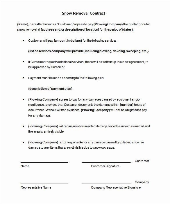 Snow Removal Contract Template Beautiful 20 Snow Plowing Contract Templates Google Docs Pdf