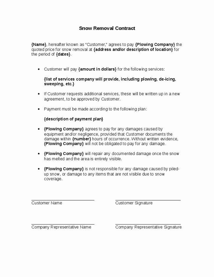 Snow Removal Contracts Template Inspirational Snow Removal Contract Templates – Emmamcintyrephotography