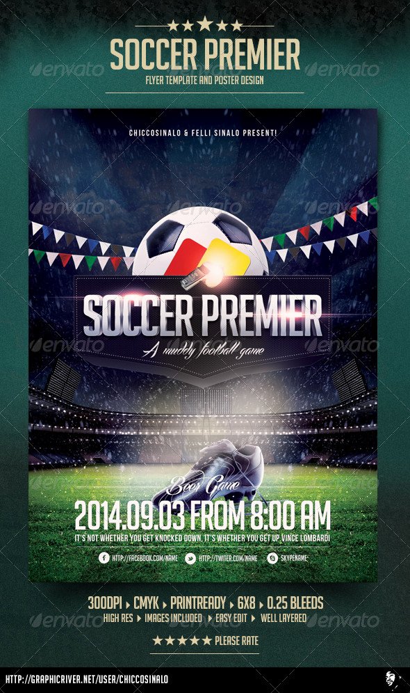 Soccer Flyer Template Free Awesome soccer Premier Flyer Template by Chiccosinalo