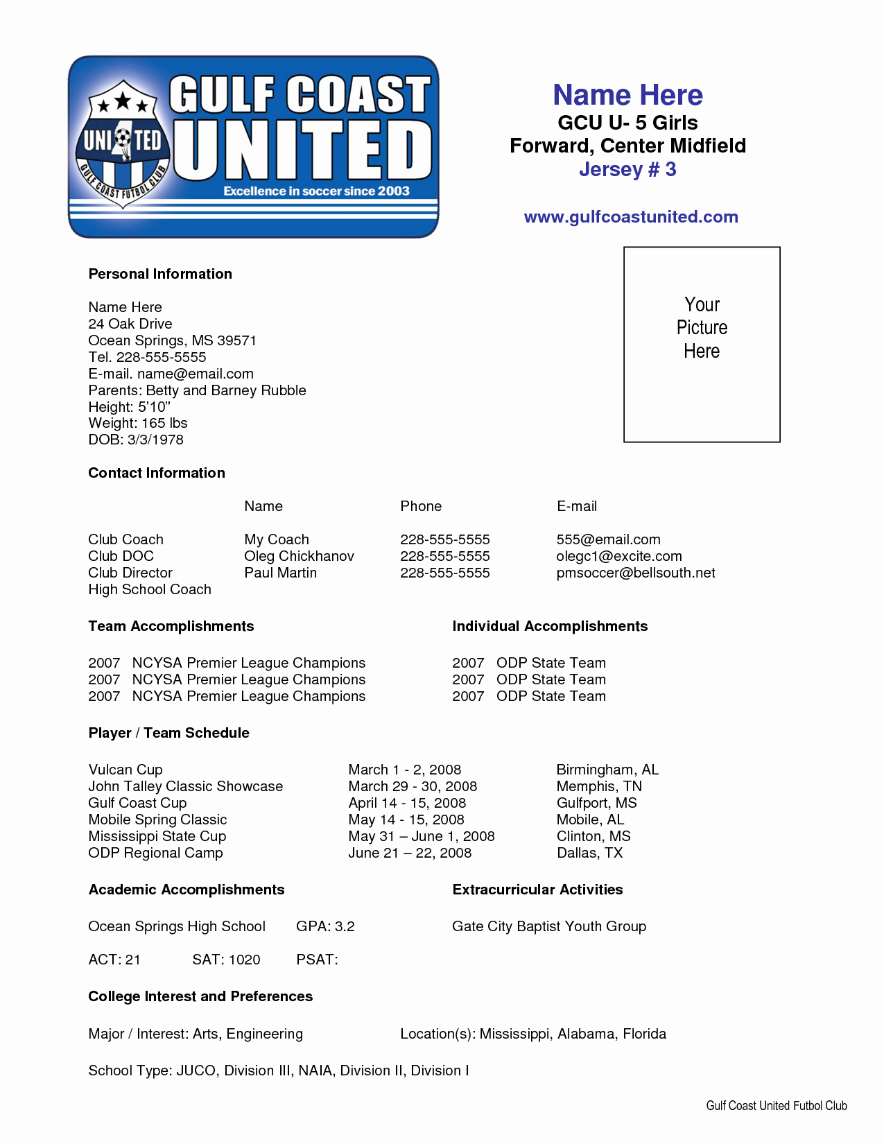 Soccer Player Profile Template Beautiful Sample soccer Resume Places to Visit
