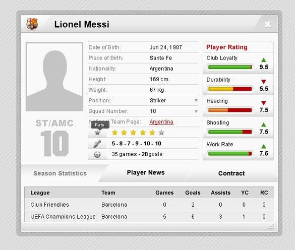 Soccer Player Profile Template New 38 Best Images About soccer Ui On Pinterest