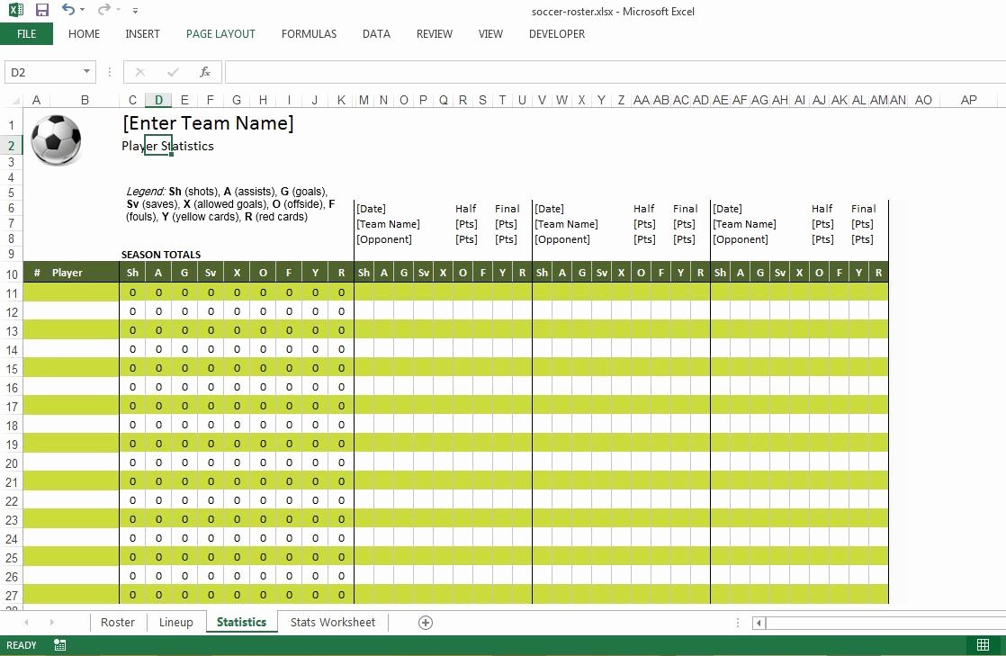 Soccer Snack Schedule Template Awesome soccer Roster Free Excel Template