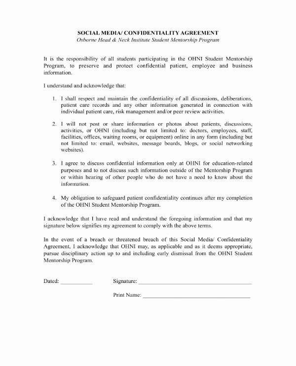 Social Media Contract Template New 7 social Media Confidentiality Agreement Templates Pdf
