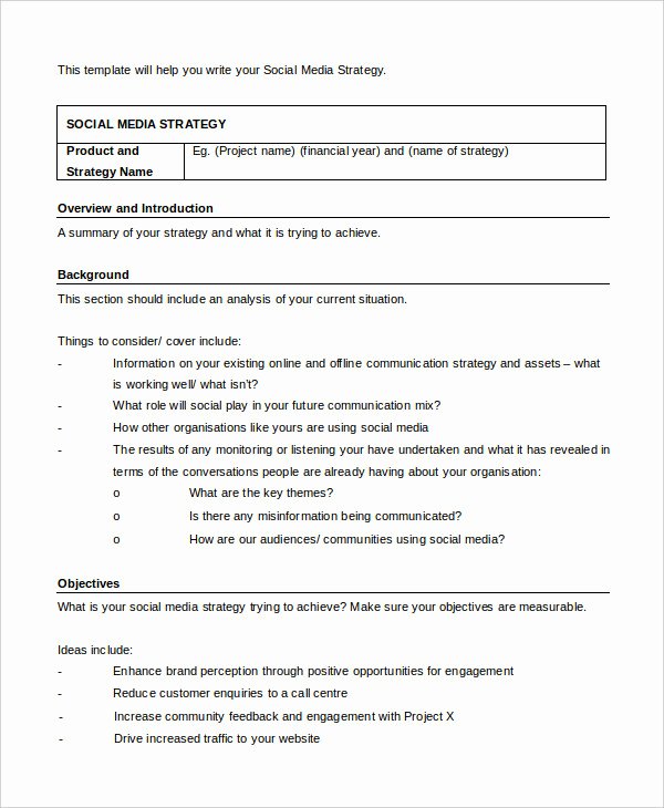 Social Media Proposal Template New Marketing Strategy Template 13 Free Pdf Word format