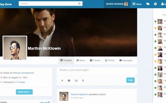 Social Network Website Template Awesome Dayzone Bootstrap social Network