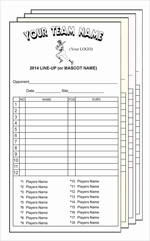 Softball Lineup Cards Template Lovely 10 Baseball Line Up Card Templates Doc Pdf