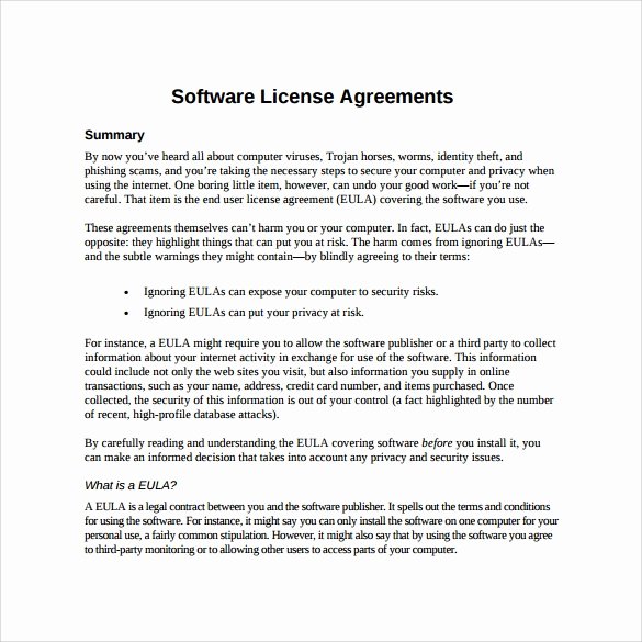 Software License Agreement Template Luxury 7 Sample software License Agreements
