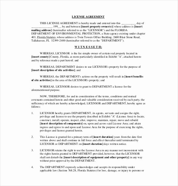 Software Licensing Agreement Template Fresh License Agreement Template – 11 Free Word Pdf Document