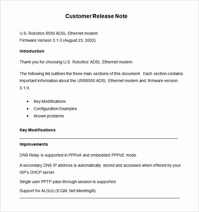 Software Release Notes Template New Release Notes Template Sample Release Notes Document