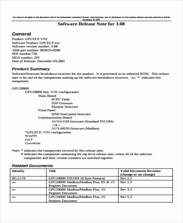 Software Release Notes Template Unique 8 Release Note Templates Free Sample Example format