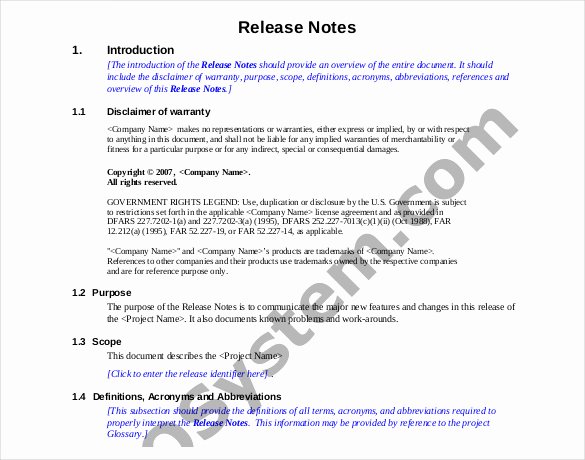 Software Release Notes Template Unique Release Notes Template 14 Free Word Pdf Documents