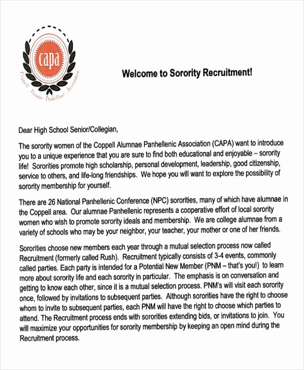 Sorority Recommendation Letter Template Awesome 7 Sample sorority Re Mendation Letters Pdf Doc