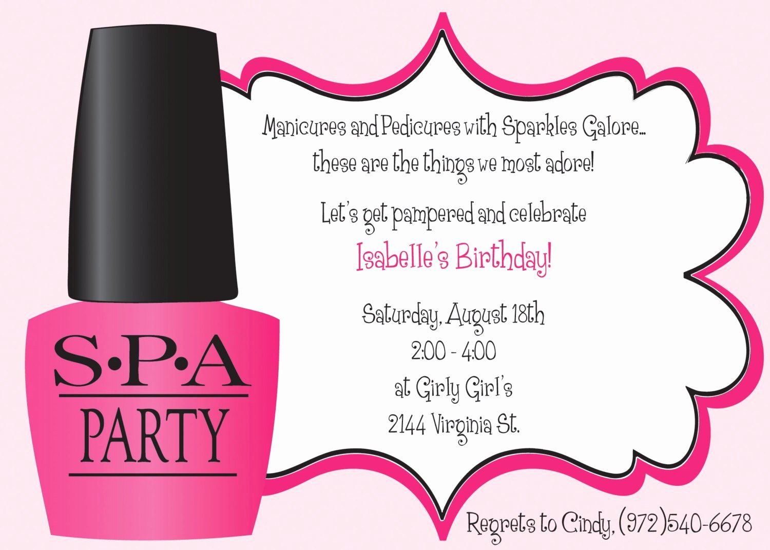 Spa Party Invitation Template Beautiful Ooh La La Spa Party Girls Birthday Invitation Includes