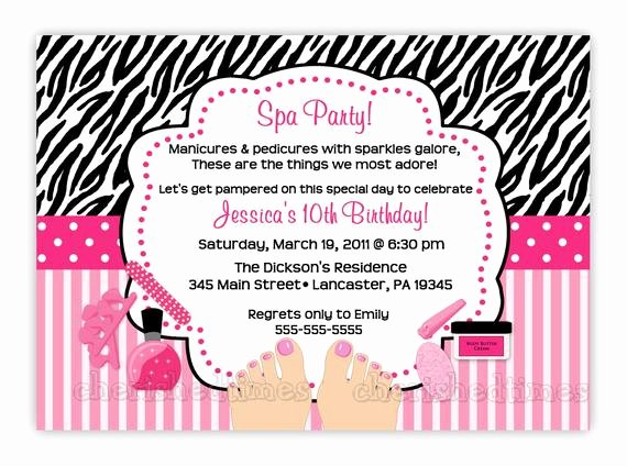 Spa Party Invitation Template Beautiful Zebra or Damask Pedicure Spa Birthday Party Invitation You