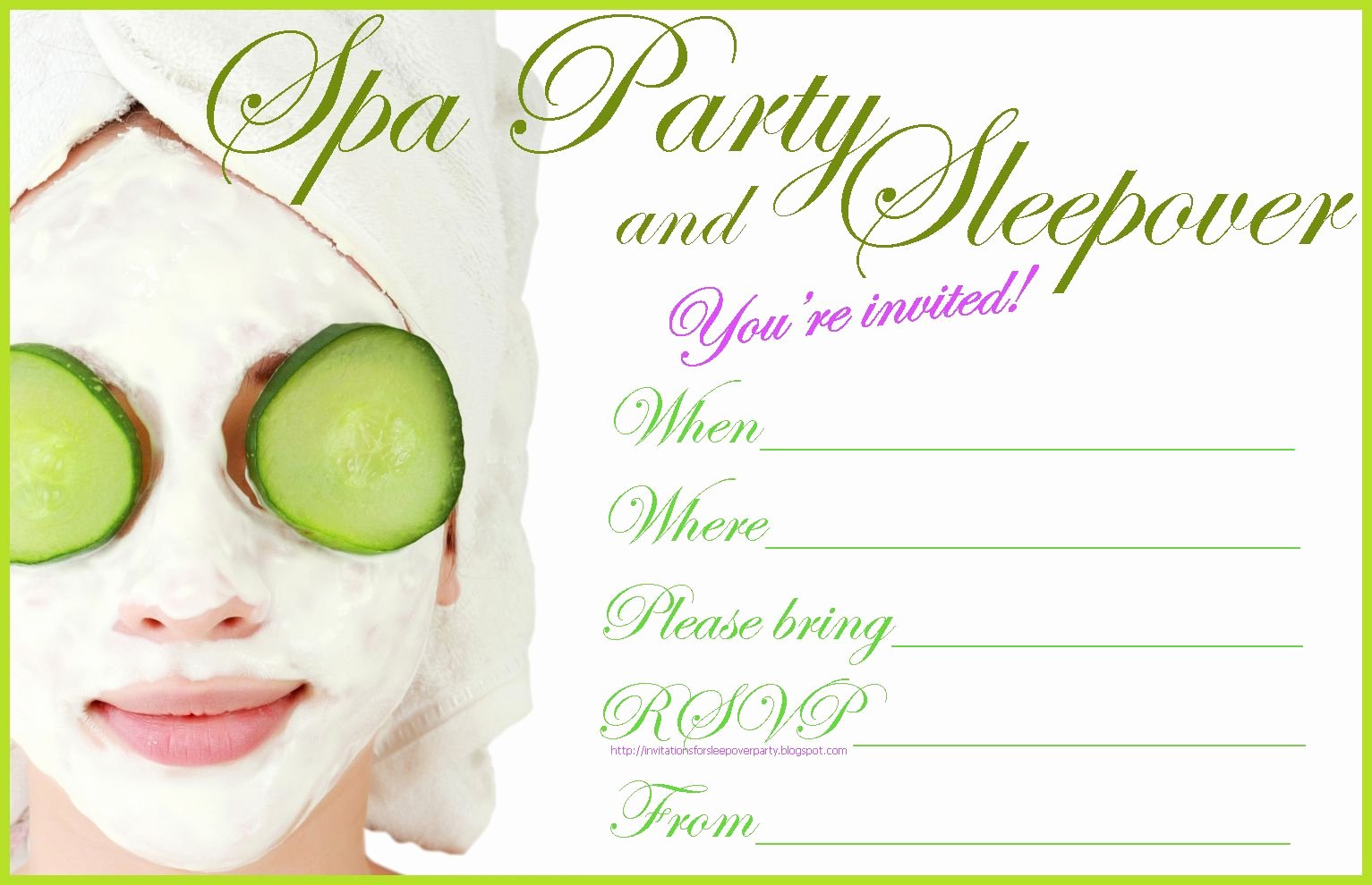 Spa Party Invitation Template Elegant Free Spa Party Invitation to Print if Your Sleepover is A