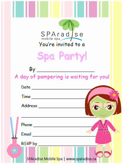 Spa Party Invitation Template Luxury Free Printables Sparadise Mobile Spa Inc