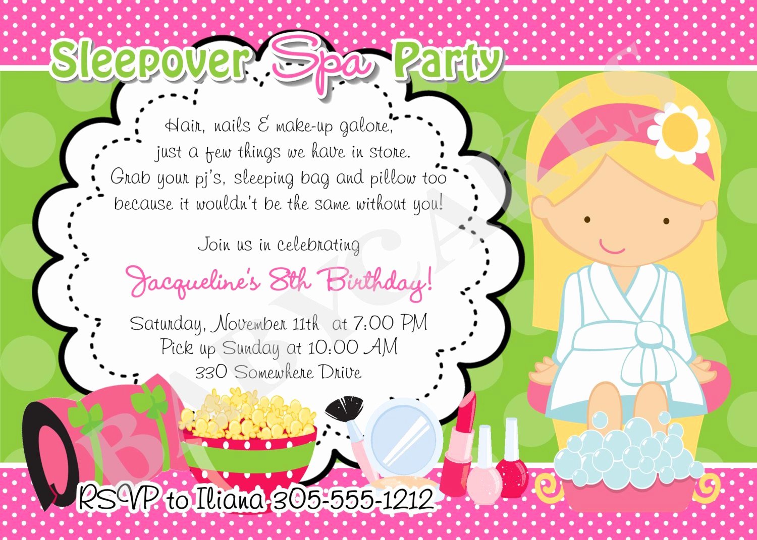 Spa Party Invitation Template Luxury Sleepover Spa Party Invitation Diy Print Your Own by