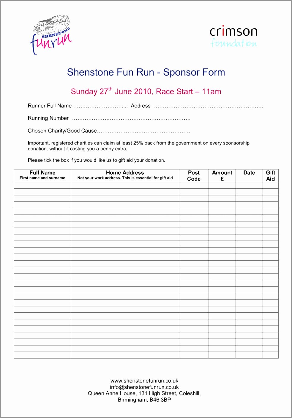 Sponsorship form Template Word Awesome 5 Blank Sponsorship form Template Retoi