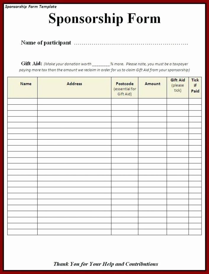 Sponsorship form Template Word Awesome Sponsor form Template Word Free Sponsorship form Template