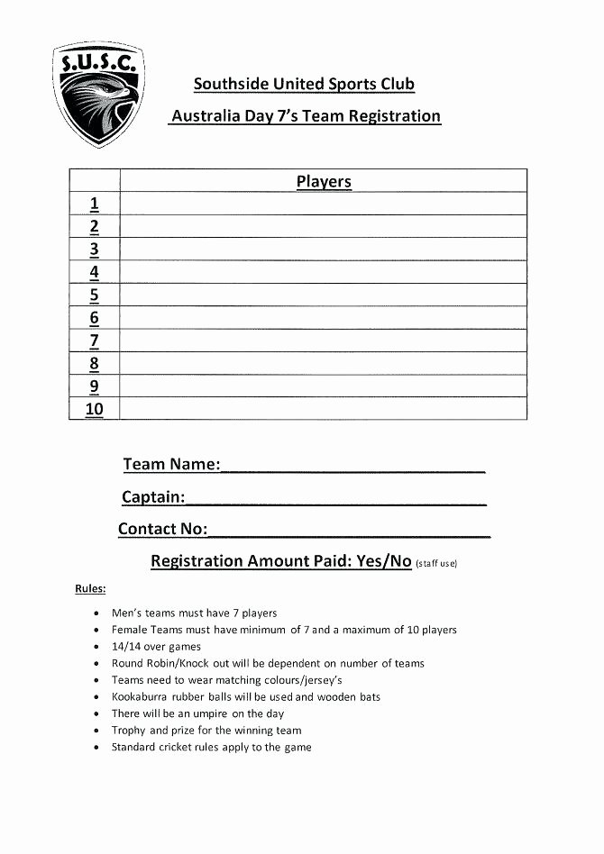 Sports Registration forms Template Elegant Team Registration form Template event Registration form