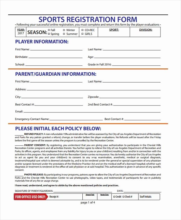 Sports Registration forms Template Inspirational 32 Sample Free Registration forms