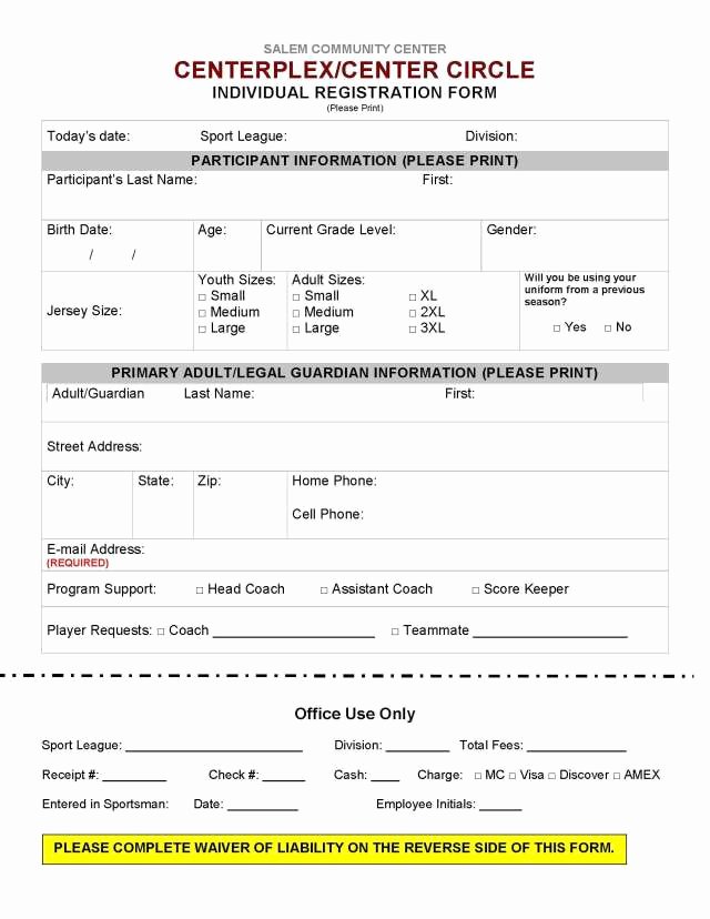 Sports Registration forms Template Lovely Sports Registration forms Template Free Download