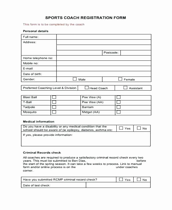 Sports Registration forms Template Unique Sports Registration form Template – Vungtaufo