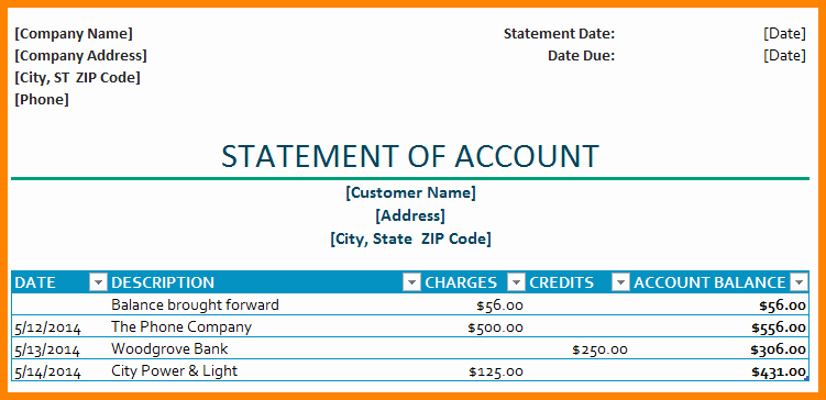 Statement Of Account Template Awesome 8 Statement Of Account Template Free