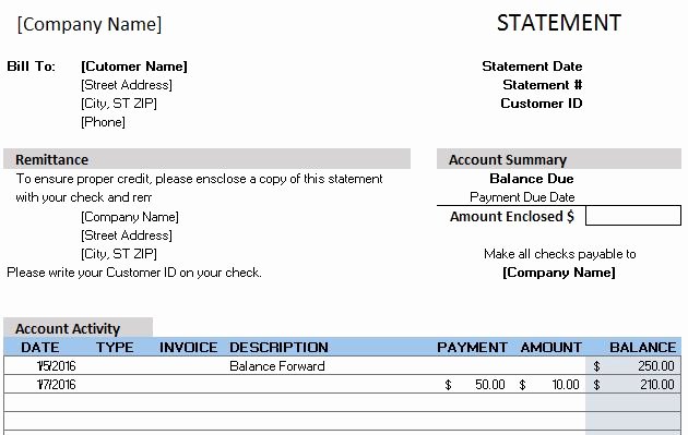Statement Of Account Template Awesome Free Accounting Templates In Excel