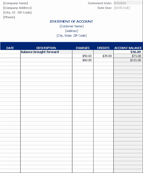 Statement Of Account Template Best Of Statement Of Account Templates