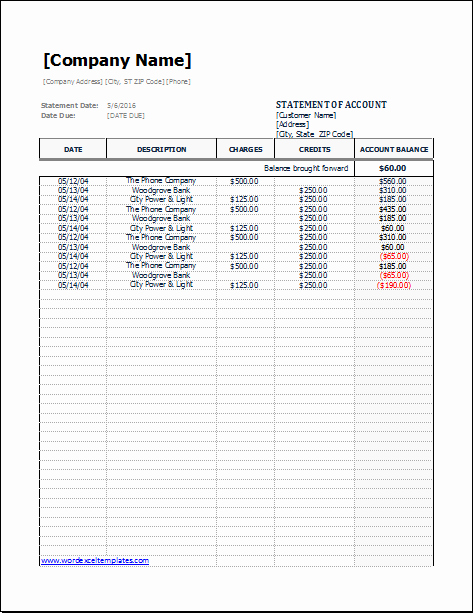 Statement Of Account Template Unique Statement Of Account Template
