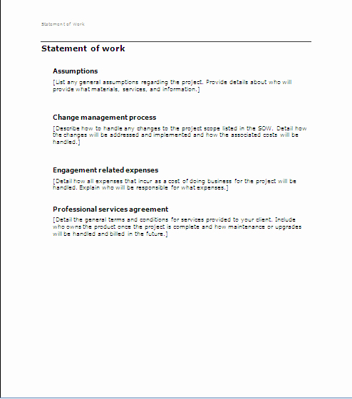 Statement Of Work Template Best Of Project Management sow Statement Of Work