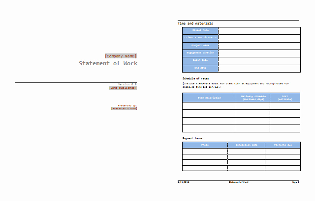 Statement Of Work Template Lovely Statement Of Work Template Best sow Examples