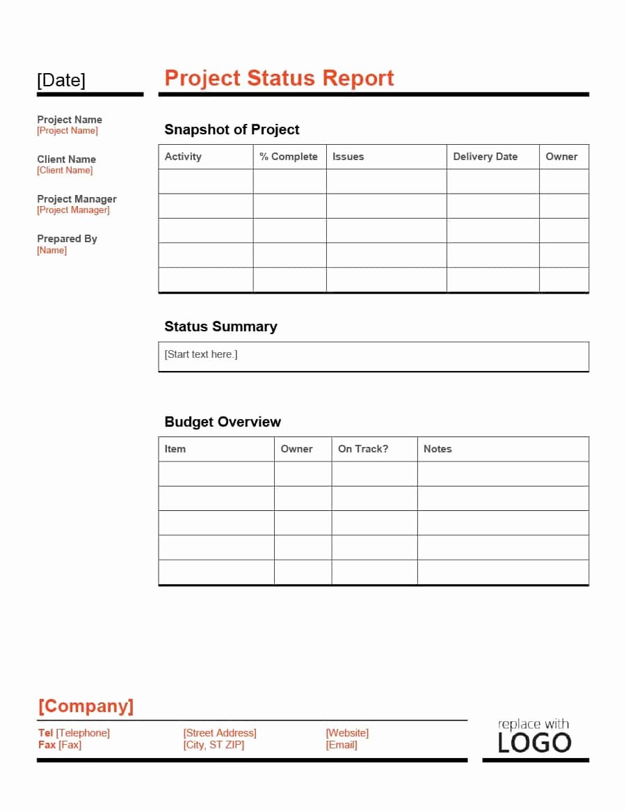Status Report Template Excel Elegant 40 Project Status Report Templates [word Excel Ppt]