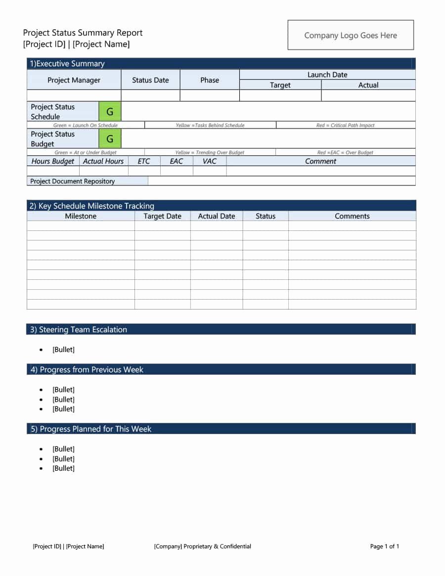 Status Report Template Excel Luxury 40 Project Status Report Templates [word Excel Ppt]