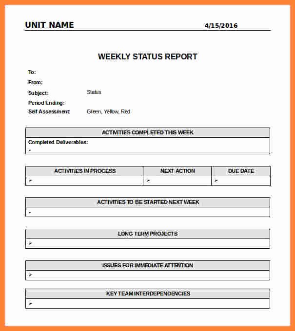 Status Report Template Word Fresh 3 Weekly Employee Status Report Template