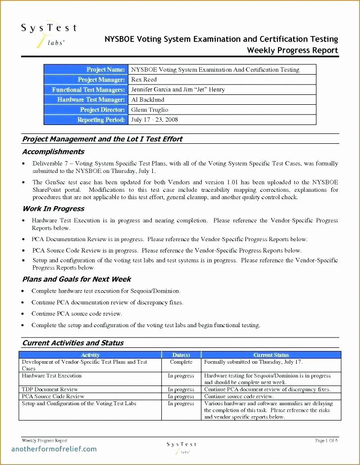 Status Update Email Template Fresh Weekly Status Report Template Excel Project Update