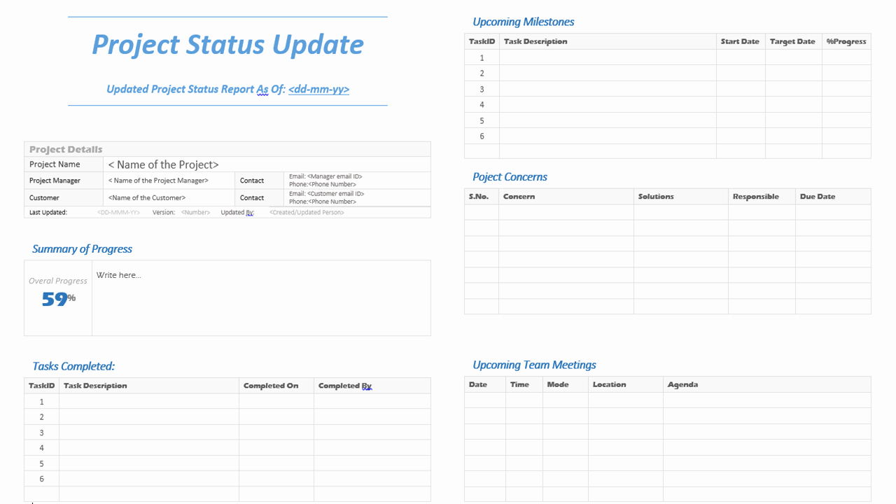 Status Update Email Template New Project Status Update Template Analysistabs Innovating