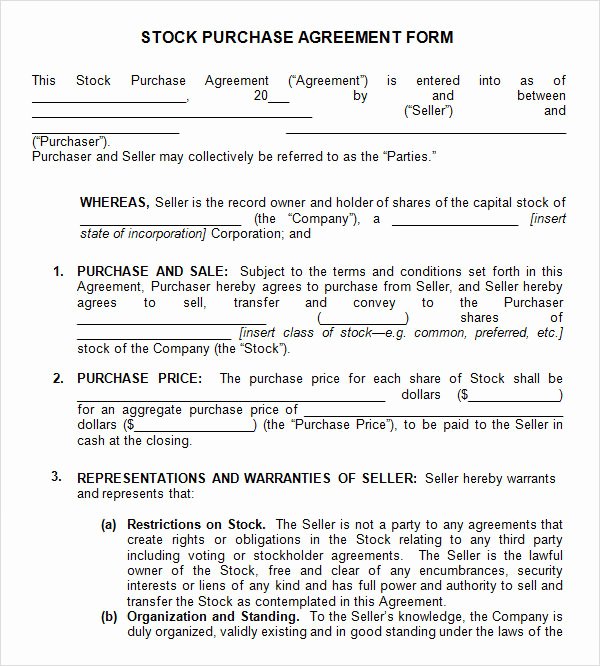 Stock Purchase Agreement Template Lovely 11 Stock Purchase Agreement Templates to Download