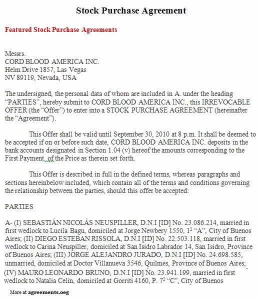 Stock Purchase Agreement Template Luxury Stock Purchase Agreement Sample Stock Purchase Agreement