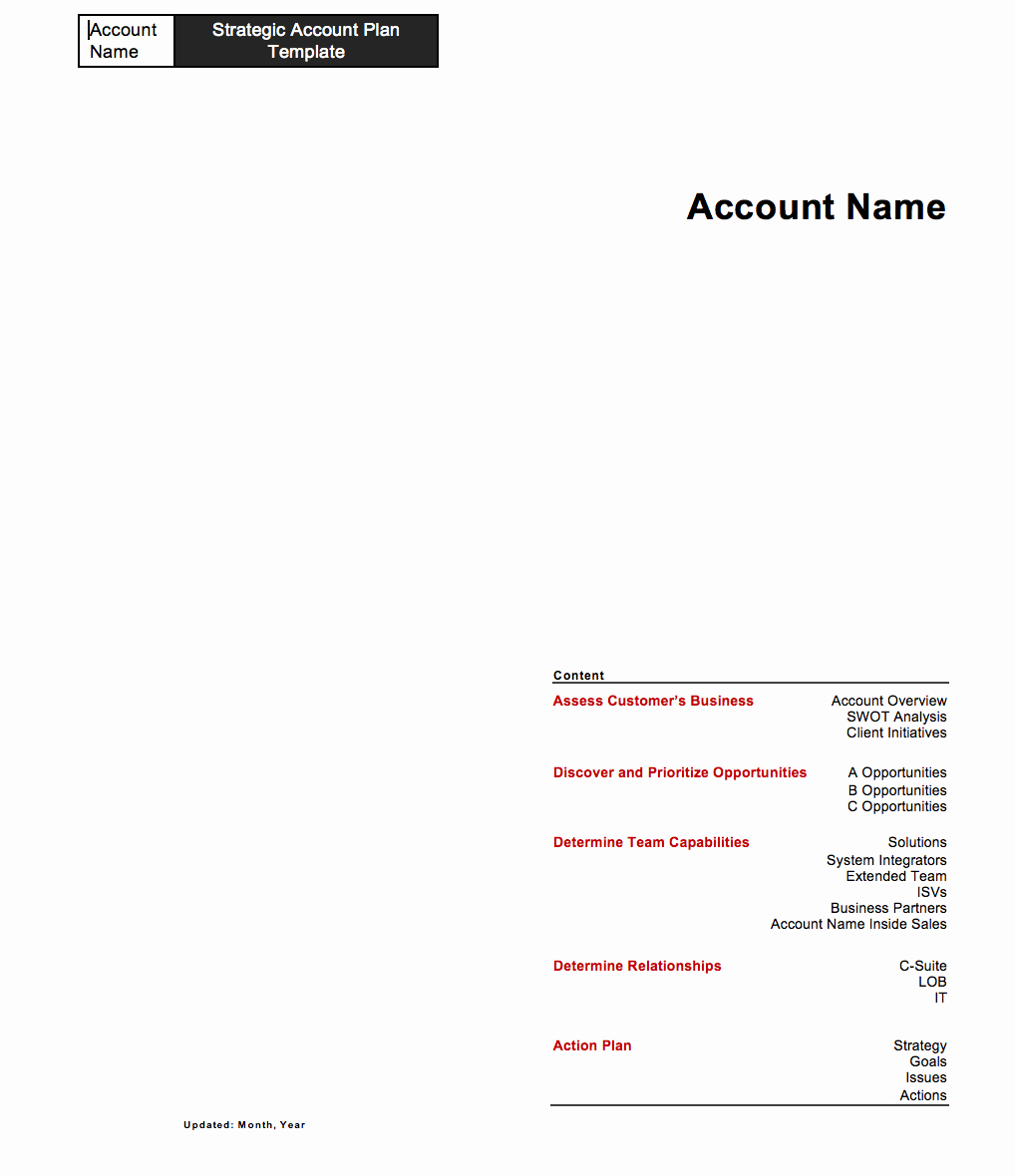 Strategic Account Plan Template Lovely Strategic Account Plan Template for B2b Sales Released by