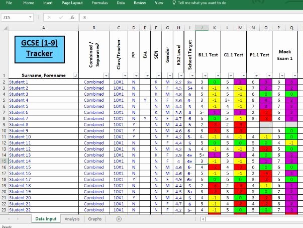 Student Data Tracking Template Best Of New Gcse 9 1 Automated Progress Tracking and Analysis