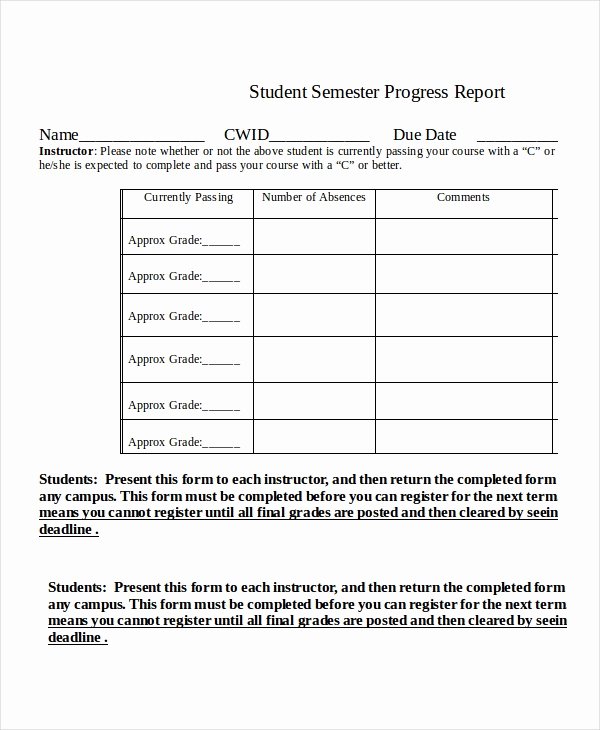 Student Progress Report Template Luxury Student Progress Report Template