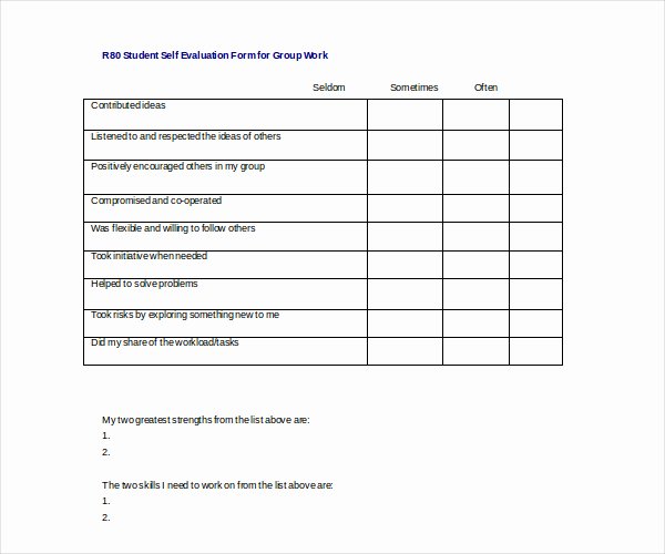 Student Self assessment Template Best Of Student Self assessment Template Evaluation Student Self