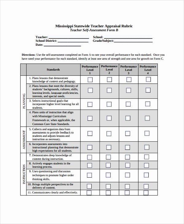 Student Self assessment Template Fresh 9 Sample Self assessment forms