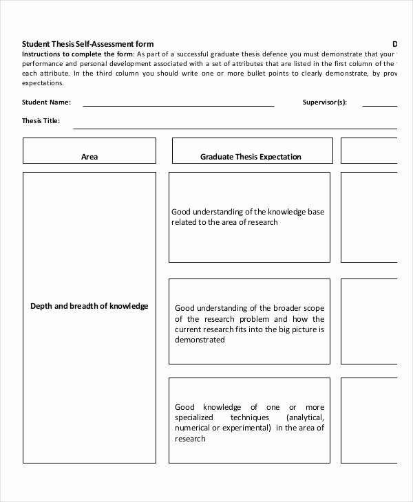 Student Self assessment Template Inspirational 35 Self assessment forms In Pdf
