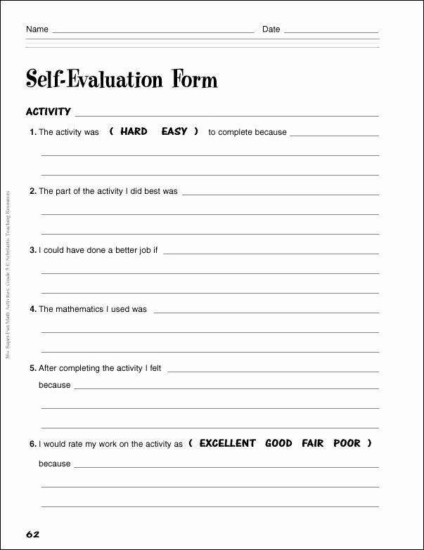 Student Self assessment Template Inspirational Student Self assessment Rubric Template Invitation