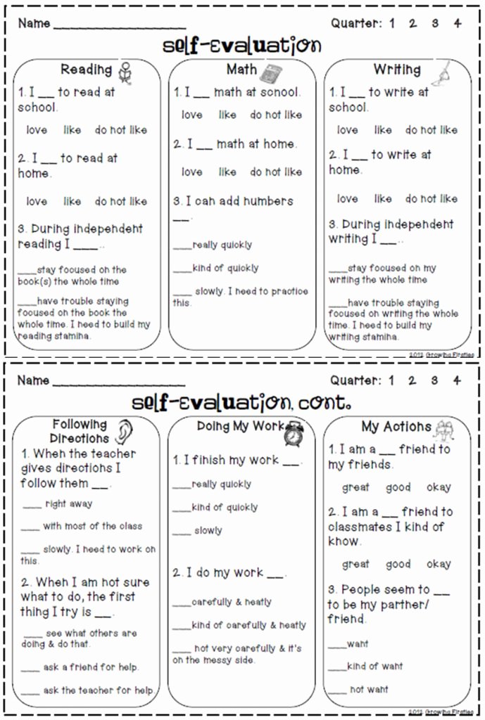 Student Self assessment Template Lovely 25 Best Ideas About Student Self Evaluation On Pinterest