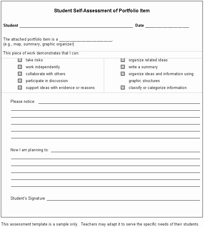 Student Self assessment Template Unique Instructional Philosophies and Strategies